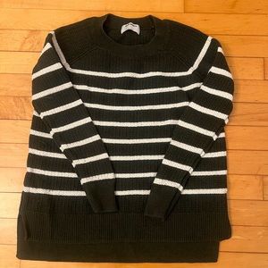 Old Navy Green and White Striped Sweater, Gently Used, Comfortable